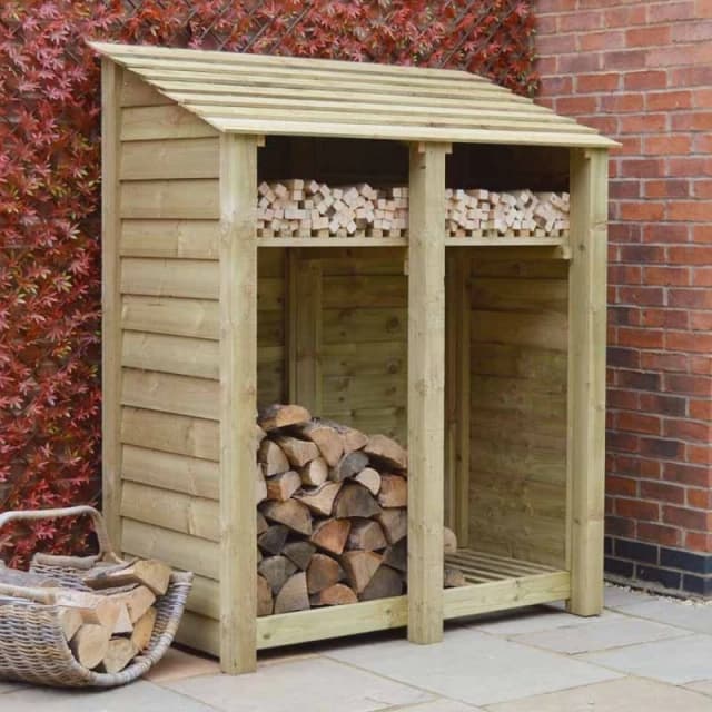 Rutland County Garden Furniture Ltd Cottesmore 6ft Log Store w/ Kindling Shelf, L80 x W150 x H181cm, Green Green Unisex