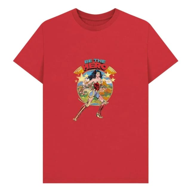 Wonder Woman Mens Be The Hero Baseball T-Shirt in Red Size: Small Red Male S