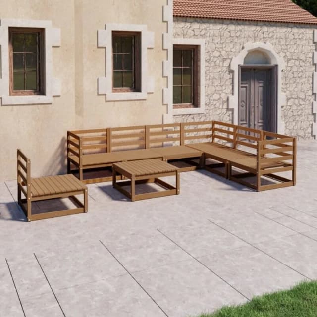 VIDAXL 8 Piece Garden Lounge Set Honey Brown Solid Pinewood Vidaxl 8720286468753