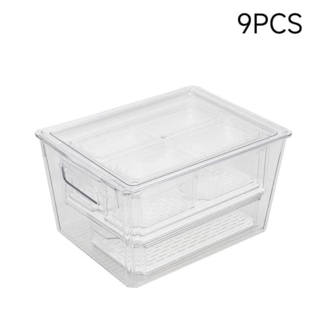 LIFE IDEAS Set of 9 Stackable Clear Fridge Organisers Clear unisex One size
