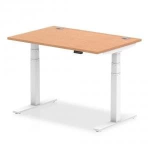 Trexus Sit Stand Desk With Cable Ports White Legs 1200x800mm Oak Ref
