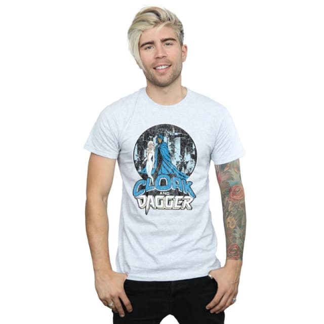 Marvel Marvel Men Cloak And Dagger Retro T-Shirt in Grey Size: Small Grey S Male 5057864486353