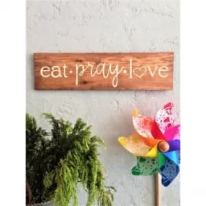 Eat Pray Love Light Walnut Decorative Wooden Wall Accessory