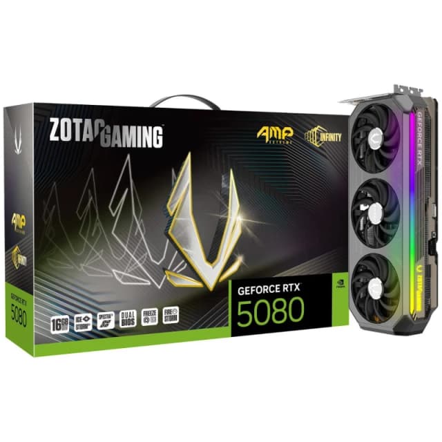 ZOTAC GAMING GeForce RTX 5080 AMP Extreme INFINITY RGB 16GB GDDR7 Graphics Card - ZT-B50800B-10P
