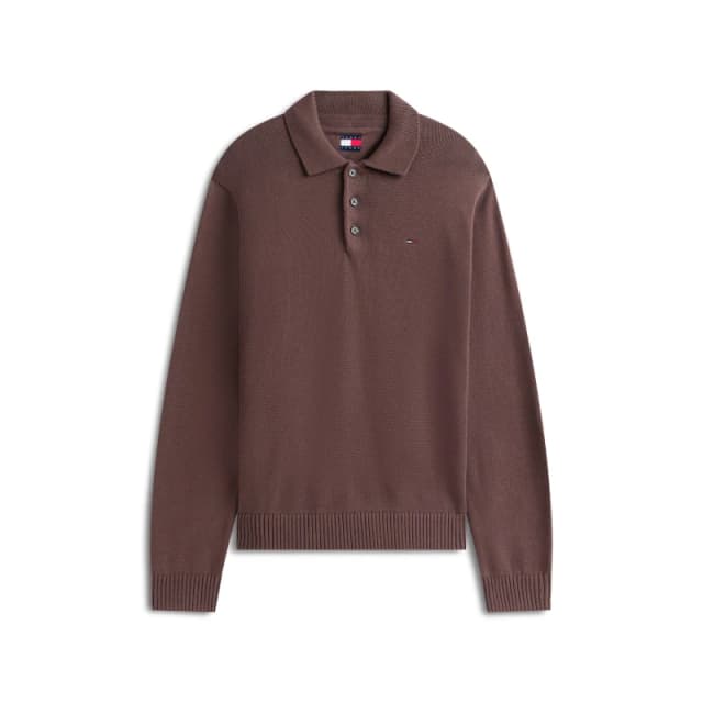 Tommy Jeans Mens Slim Polo Crew Neck Jumper Black Walnut male 2XL