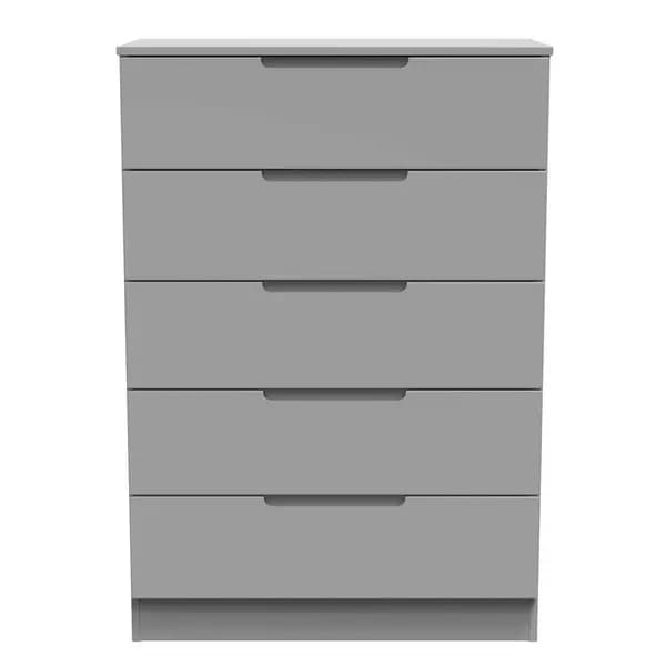 Welcome Furniture Ready Assembled Milan 5 Drawer Chest In Dusk Grey MIL012DGDG