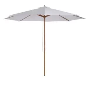 Outsunny (3M) Fir Wooden Garden Parasol Sun Shade Outdoor Umbrella Canopy Cream