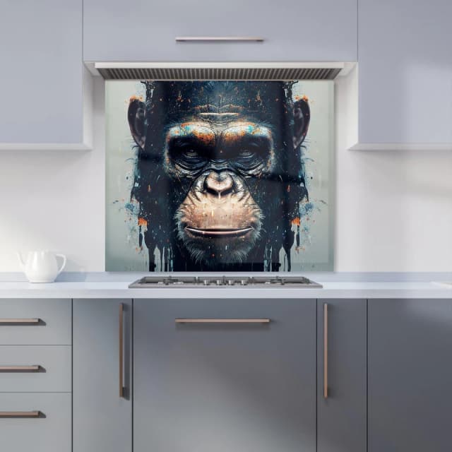 Warren Reed - Designer Gorilla Face Splashart Kitchen Splashback in Brown Size: 600mm x 750mm Brown Unisex 600mm x 750mm