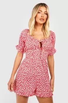 Floral Puff Sleeve Playsuit