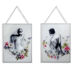 Arthouse Adrianna and Sophia Glass Wall Print - Set of 2