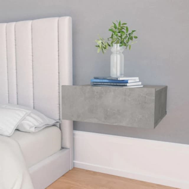 vidaXL Floating Nightstand Concrete Grey Engineered Wood Wall-mounted Table
