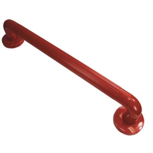 Loops Red Ribbed UPVC Plastic Grab Bar - 300mm Length - 32mm Tube - Reinforced Fixings Multi