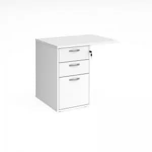 Desk high 3 drawer pedestal 600mm deep with 800mm flyover top - white