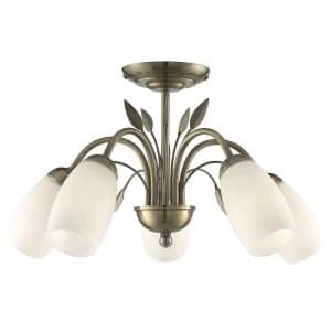 Searchlight Lighting Collection Jade 5-Light Semi-Flush Ceiling Light - Brass