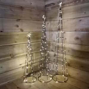 Samuel Alexander - Premier Set of 3 Christmas Pyramid Cone Lights Warm White 250LED Indoor Outdoor