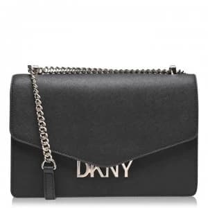 DKNY Flap Over Logo Bag - BLK GLD BGD