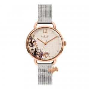 Radley Sketchbook Floral Open Shoulder Stainless Steel Mesh Strap...