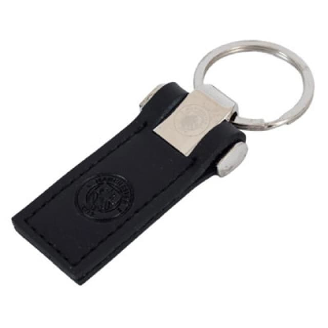 Manchester City Fc Crest Leather Keyring Black/silver (One Size)