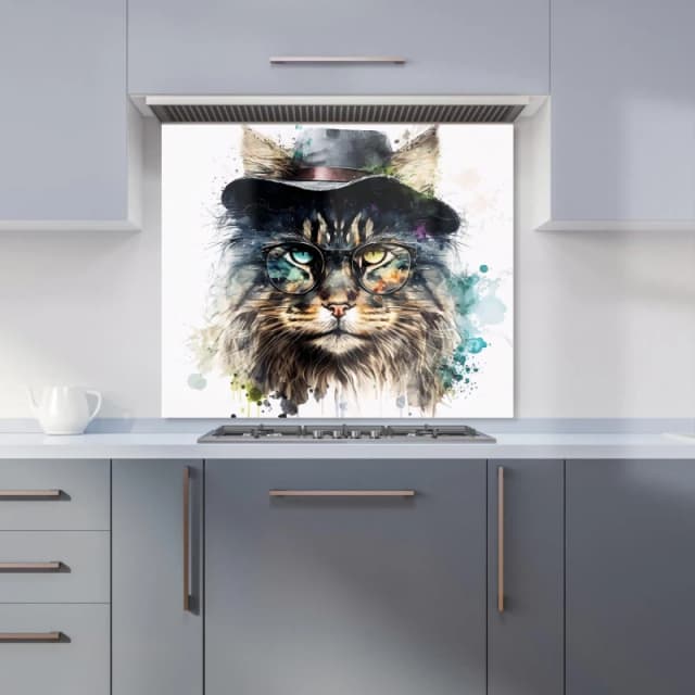 Warren Reed - Designer Norwegian Forest Cat Splashart Kitchen Splashback Size: 600mm x 750mm Multicolor Unisex 600mm x 750mm