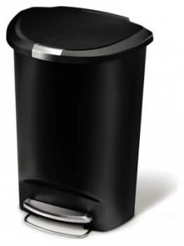 simplehuman 50 Litre Plastic Semi Round Pedal Bin Black