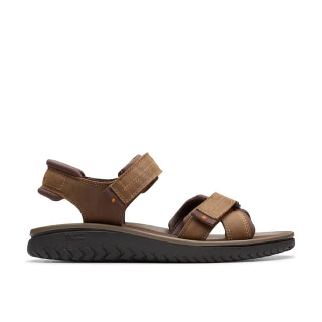 Clarks Mens Wesley Shore Beeswax Leather Flat Sandals, Walking in Brown Size: 10-Standard Fit Brown Male 10-Standard Fit