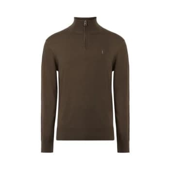AllSaints Kilburn Zip Funnel Neck Jumper - HAZE GREEN