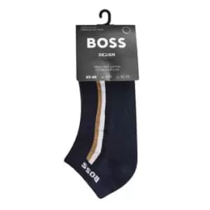Boss Rib Stripe Ankle Socks - Blue
