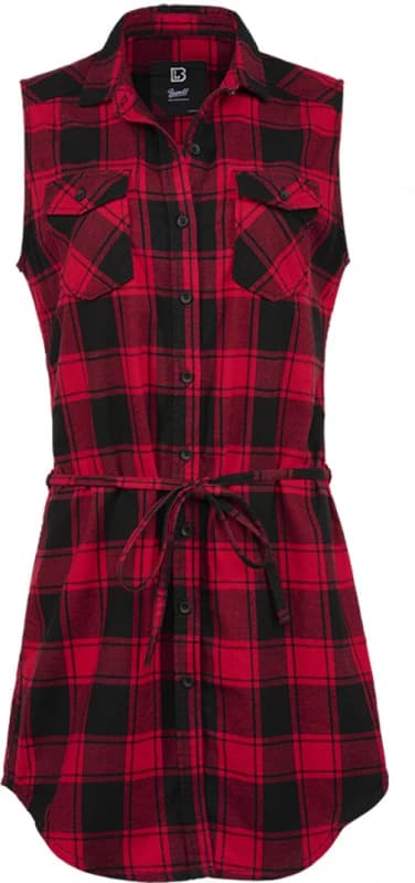 Brandit Gracey Sleeveless Long Shirt Top red Black L Women