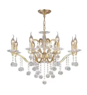 Zinta Ceiling Pendant Chandelier 8 Light French Gold, Crystal