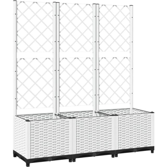 VIDAXL Garden Planter with Trellis White 120x40x136cm pp Vidaxl 8720845671778