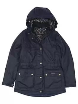 Barbour Girls Cassley Wax Jacket - Royal Navy, Royal Navy, Size 10-11 Years, Women