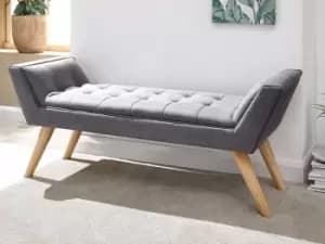 GFW Milan Dark Grey Upholstered Fabric Bench