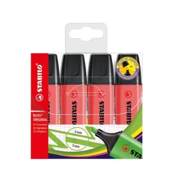 Stabilo Boss Original Red Highlighters Wallet - Pack of 4