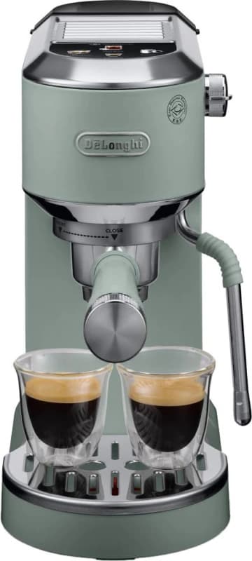 DeLonghi EC890.GR Dedica Duo Green Manual Espresso Machine with Advanced Milk Steam Wand & Cold Brew Option EC890.GR Green