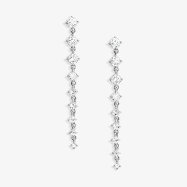 Jon Richard Rhodium Plated Cubic Zirconia Linear Earrings Silver