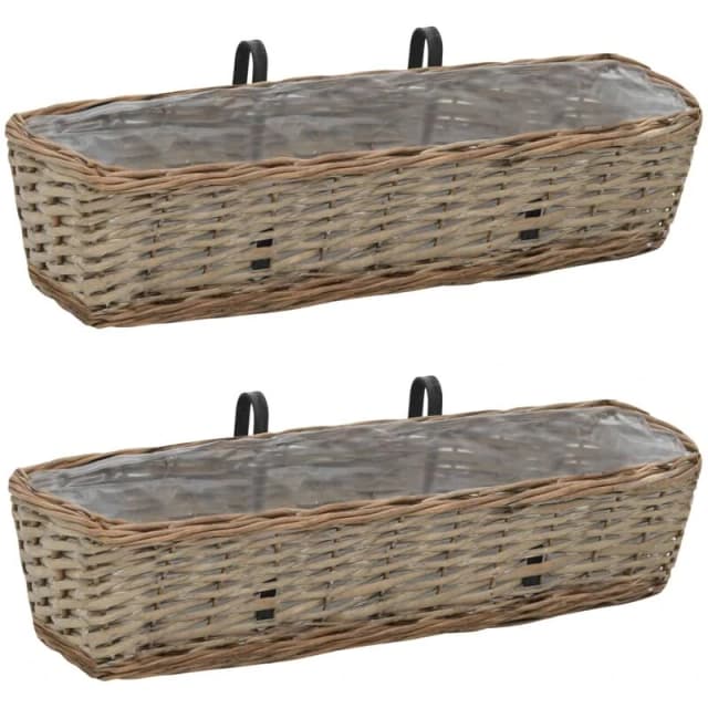 VIDAXL Balcony Planter 2 pcs Wicker with pe Lining 60cm Vidaxl 246829
