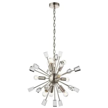 Endon Directory Lighting - Endon Miro - 9 Light Ceiling Pendant Satin Nickel Plate & Clear Crystal Glass, E14