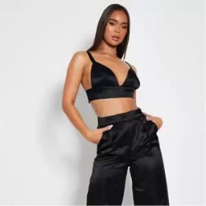 I Saw It First Structured Satin Triangle Bralet - Black