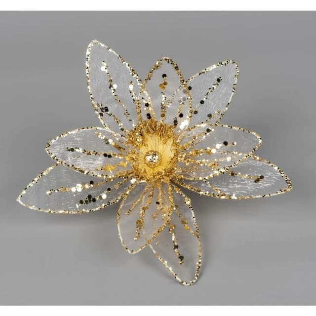 Shatchi 16cm Gold Poinsettia Poinsettia Flower - Christmas Tree Decoration Gold