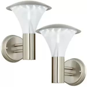2 PACK IP44 Outdoor LED Lamp Brushed Steel Wall Lantern Porch Vase Curved Light