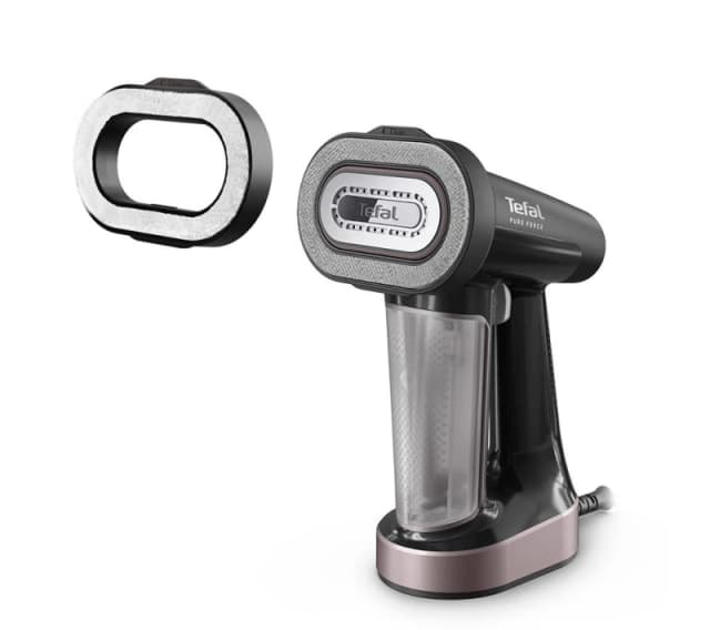 TEFAL Pure Force DT8765G0 Clothes Steamer - Cinnamon Pink Metal & Black Glamma, Silver/Grey,Black 3121040094297