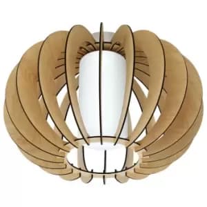 Netlighting Stellato 1 Light Semi Flush Ceiling Light Satin Nickel, Maple Wood,
