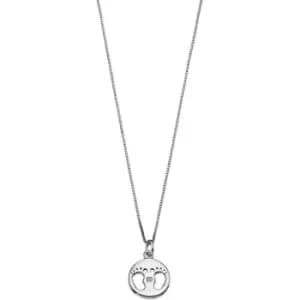 Childrens D For Diamond Sterling Silver Footprint Necklace