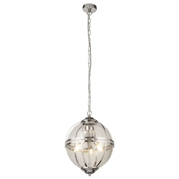 Searchlight Coronet 3 Arm Glass Ceiling Pendant Light - Chrome