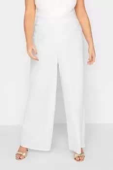 Button Scuba Crepe Wide Leg Trousers