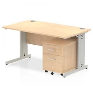 Impulse 1400 Straight Wire Managed Workstation 500 Two drawer mobile Pedestal Bundle Maple
