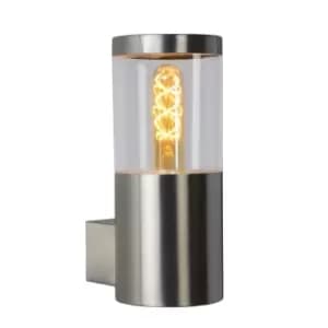 Lucide Fedor Modern Wall Light Outdoor 1xE27 IP44 Satin Chrome