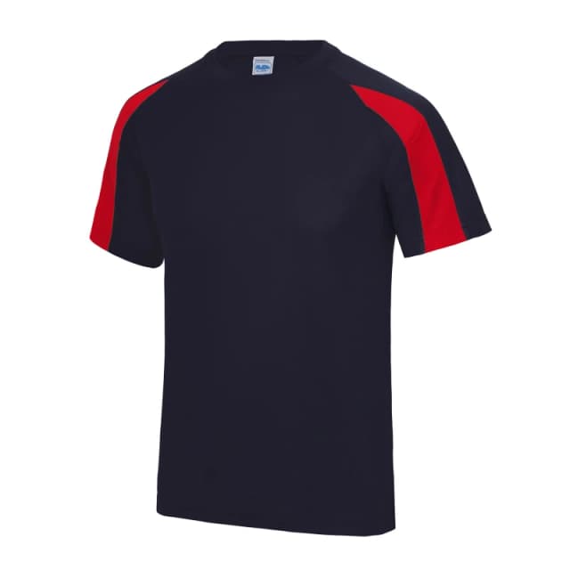Just Cool Just Cool Men Contrast Cool Sports Plain T-Shirt in Navy Size: Small Navy S Male 5055747891393
