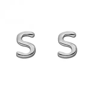 Initial S Sterling Silver Stud Earrings E6036