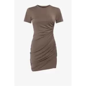 French Connection Sissy Ruched T-Shirt Dress - Brown